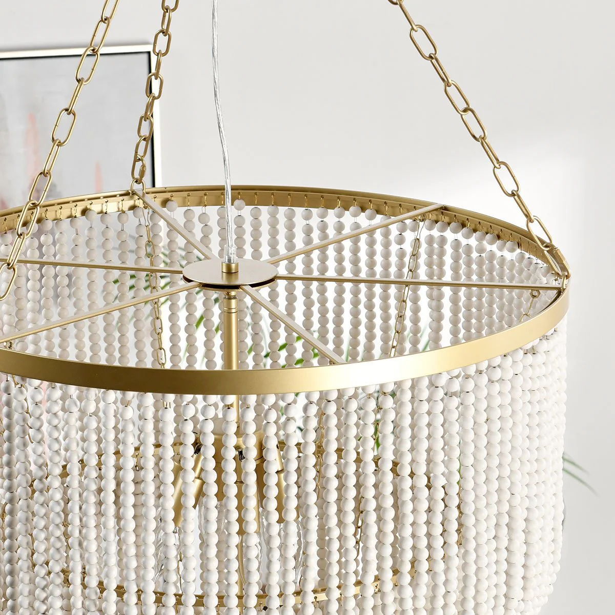 Amanda Wood Beaded Round Chandelier - Image 8
