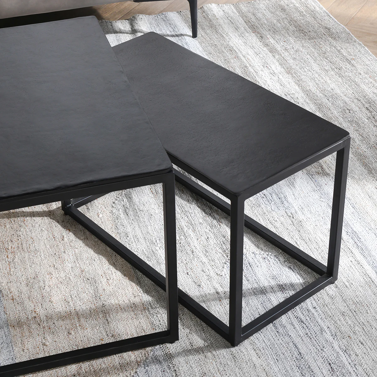 Buckley Cast Aluminum Rectangle Coffee Table Set of 3 - Dark Antique - Image 11