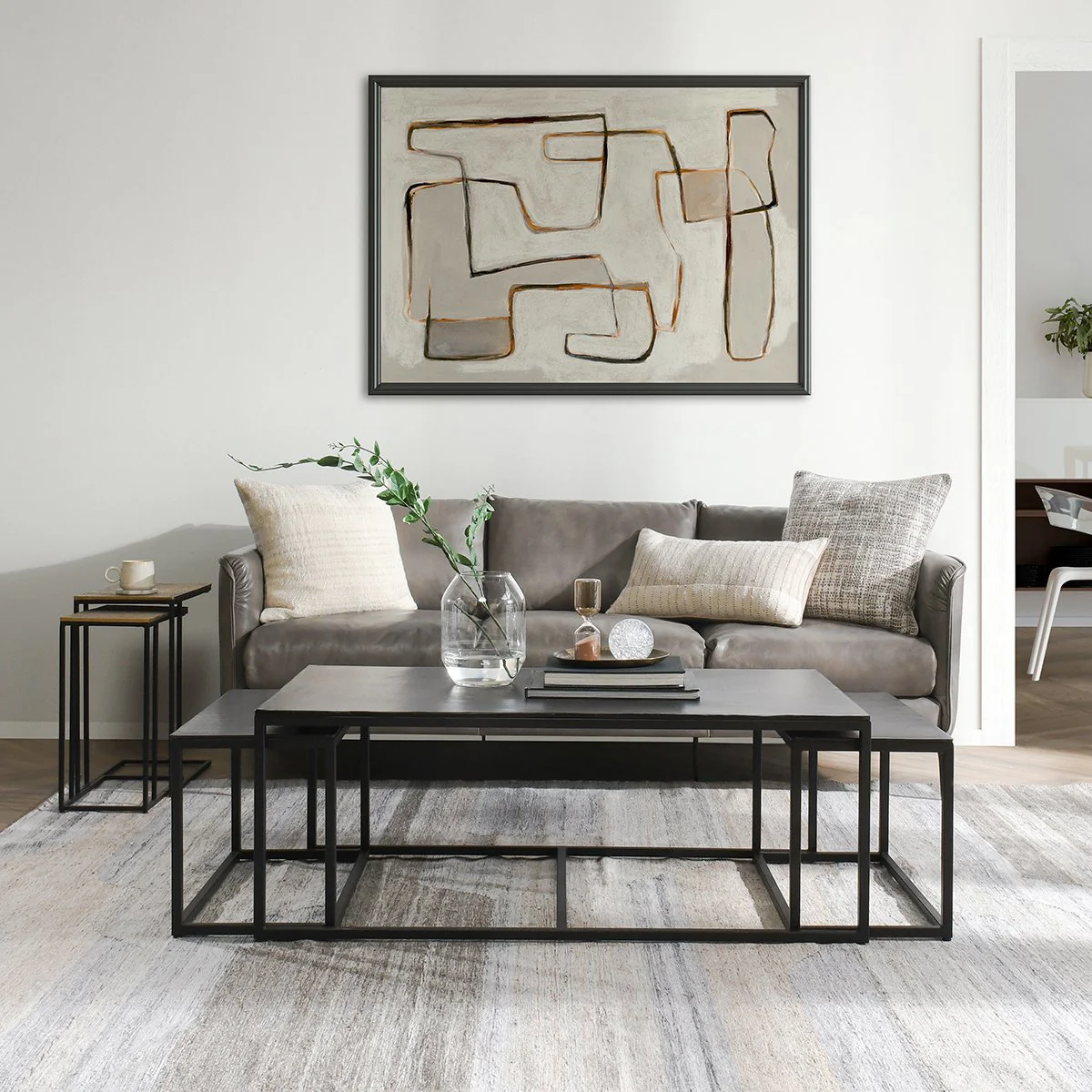 Buckley Cast Aluminum Rectangle Coffee Table Set of 3 - Dark Antique - Image 12