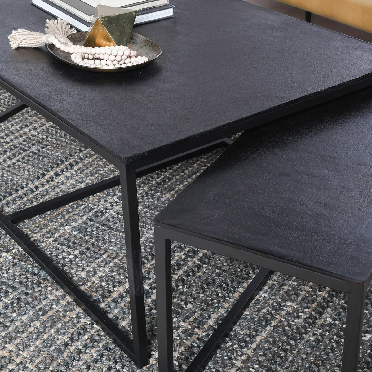 Buckley Cast Aluminum Rectangle Coffee Table Set of 3 - Dark Antique - Image 14