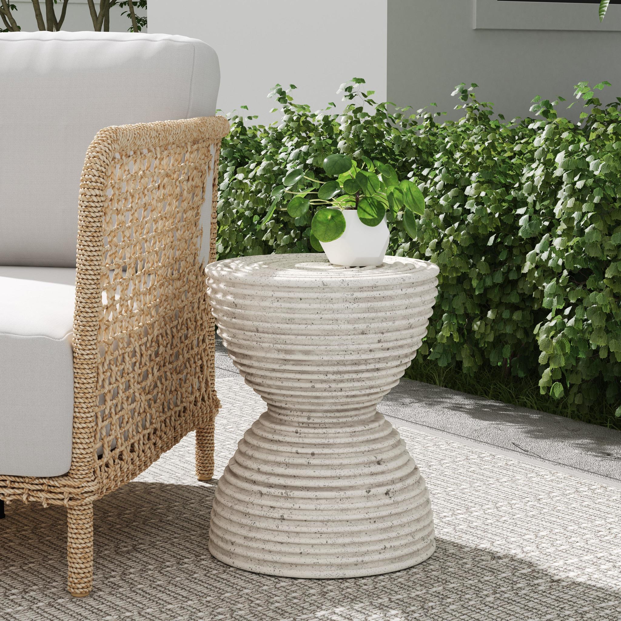 Corey Outdoor Round Accent Table - Light Gray - Image 5