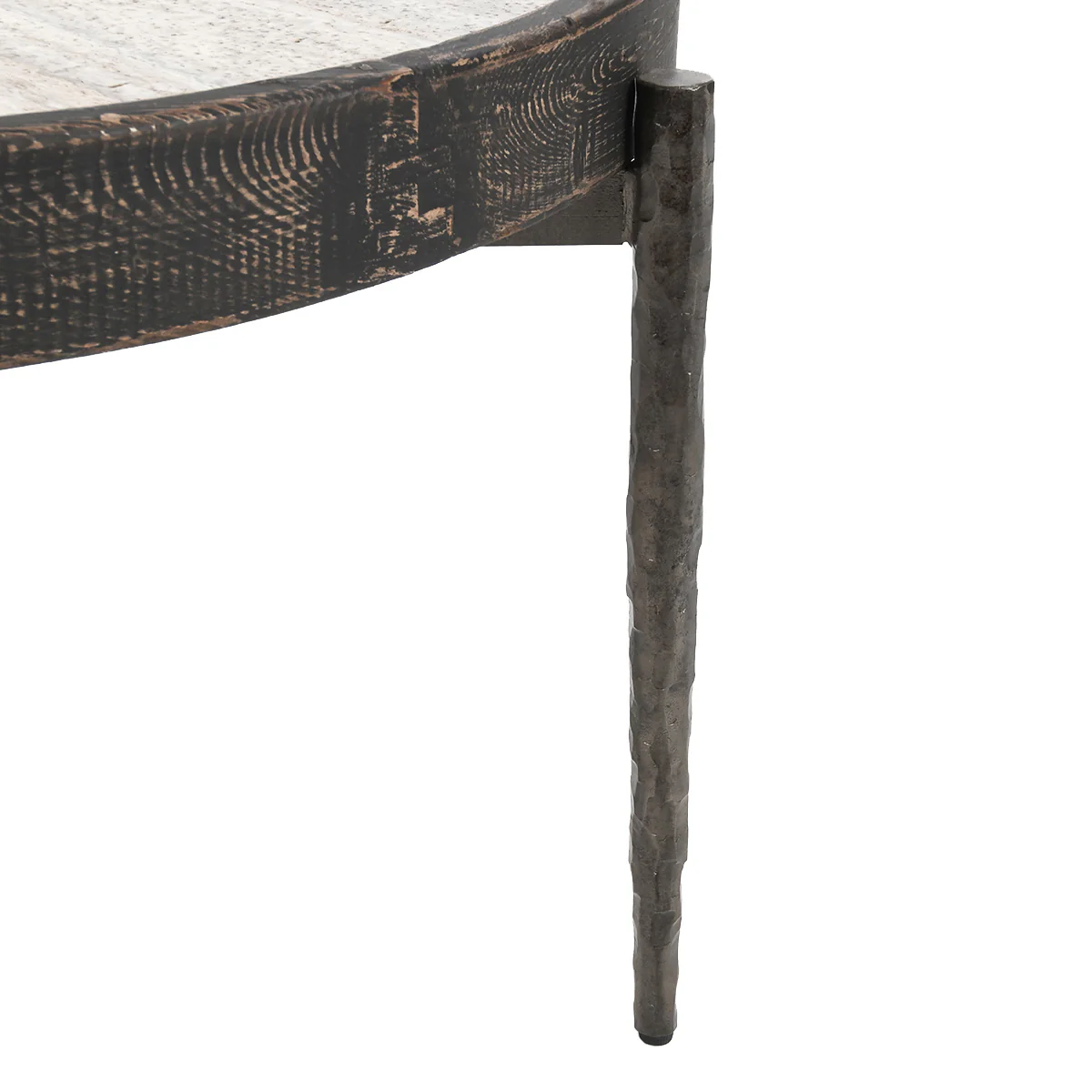 Dakota Travertine Round Coffee Table - Weathered Black/Travertine - Image 3