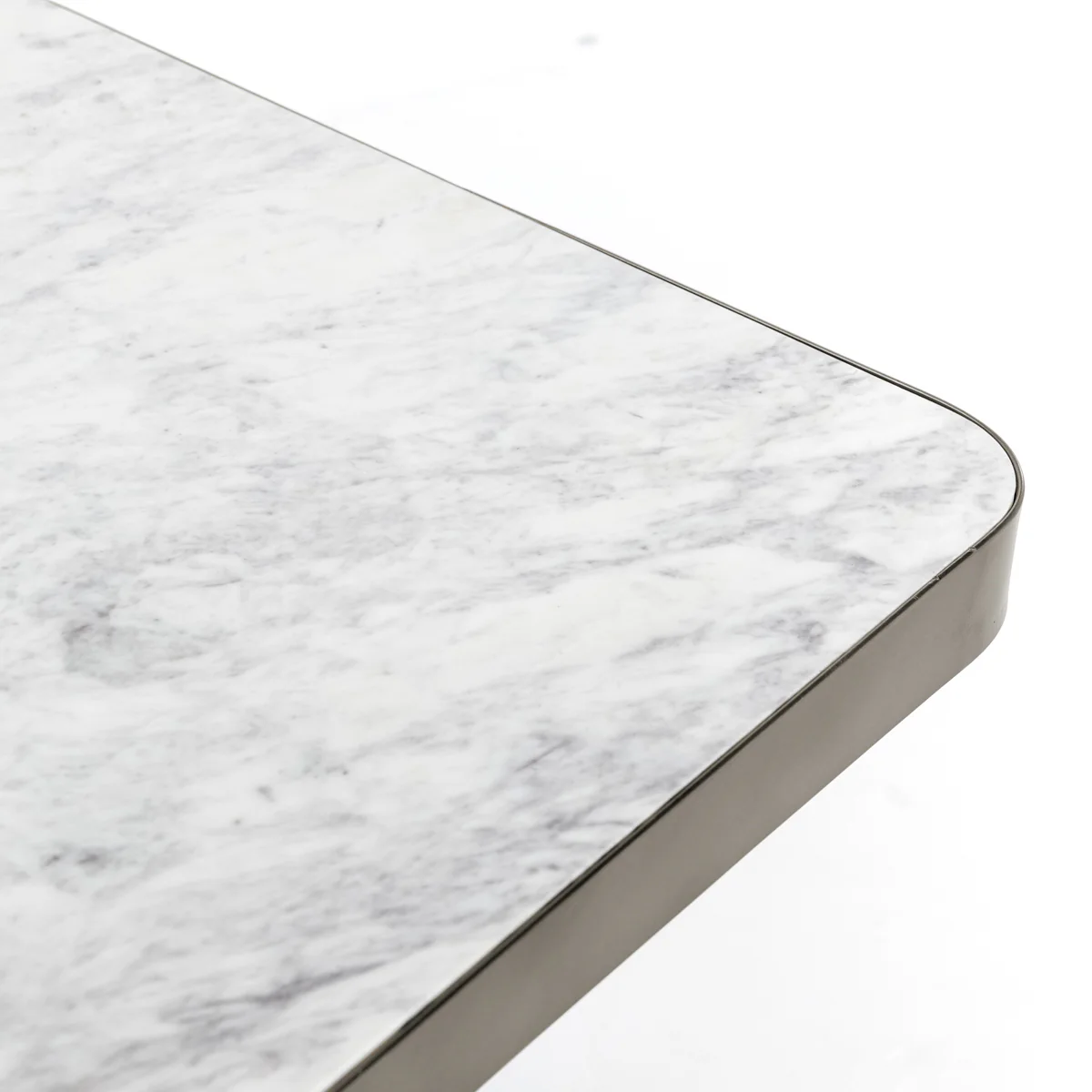 Far Marble/Metal Square End Table - White/Slate Gray - Image 4