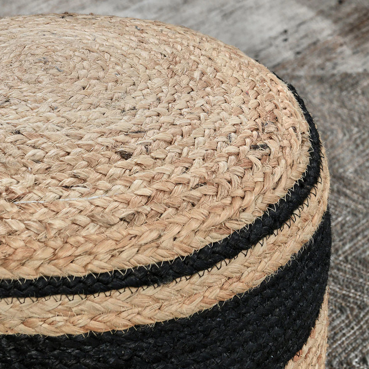 Faro Jute Natural/Black Pouf - Image 6