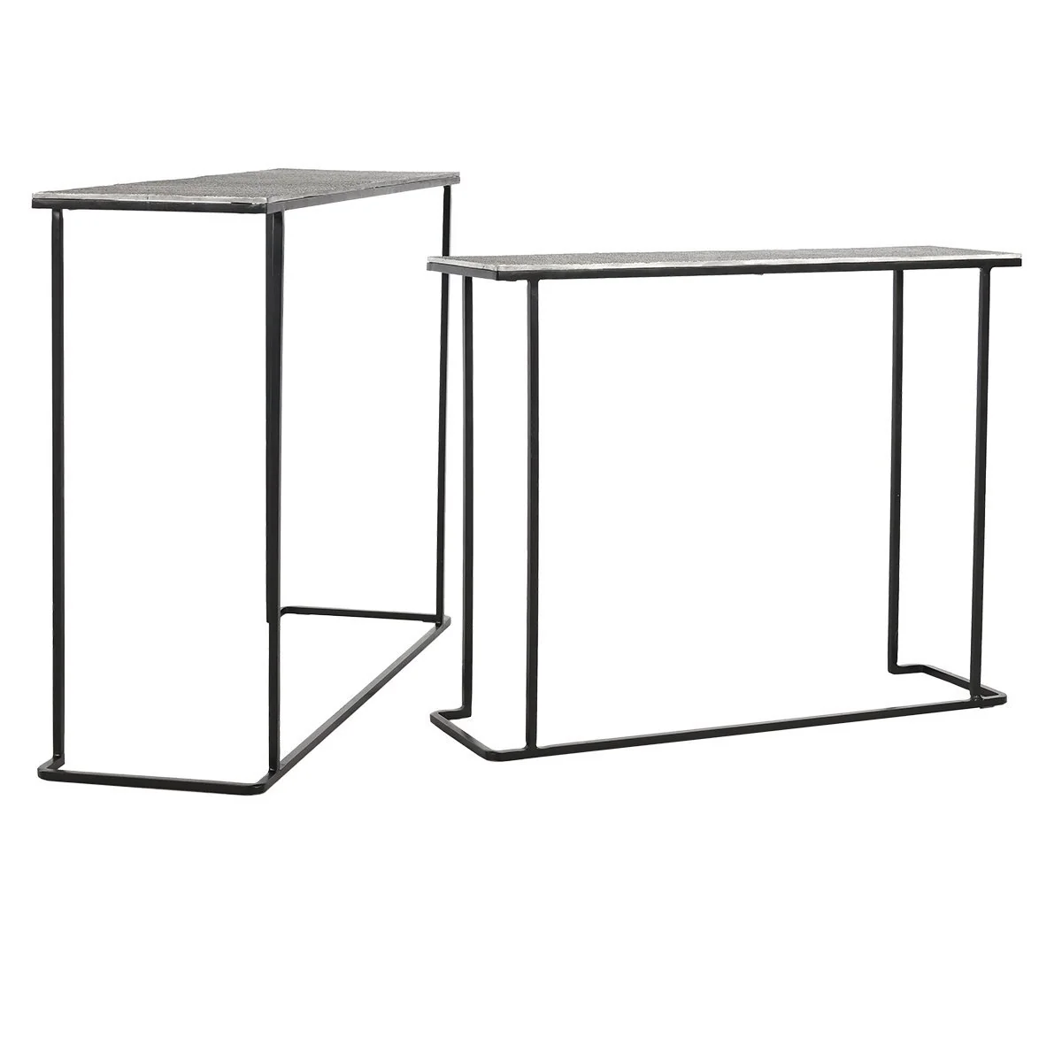 Jonah Aluminum Rectangle Console Tables Set of 2 - Brass Antique - Image 3
