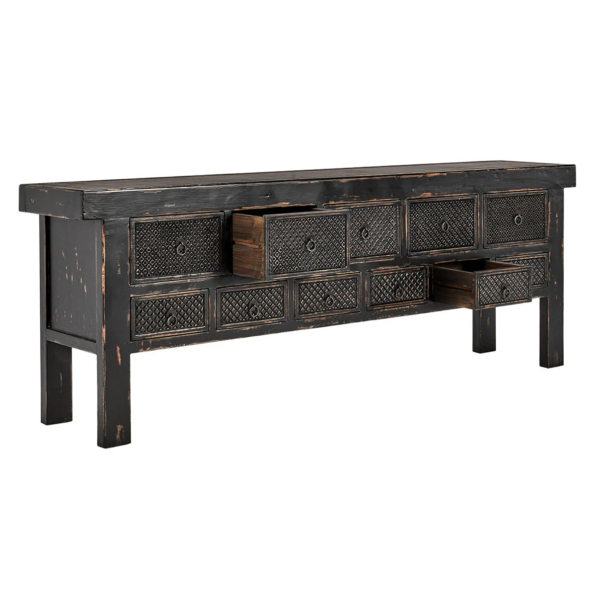 Lahey 11 Drawer Console Table - Antique Black - Image 4
