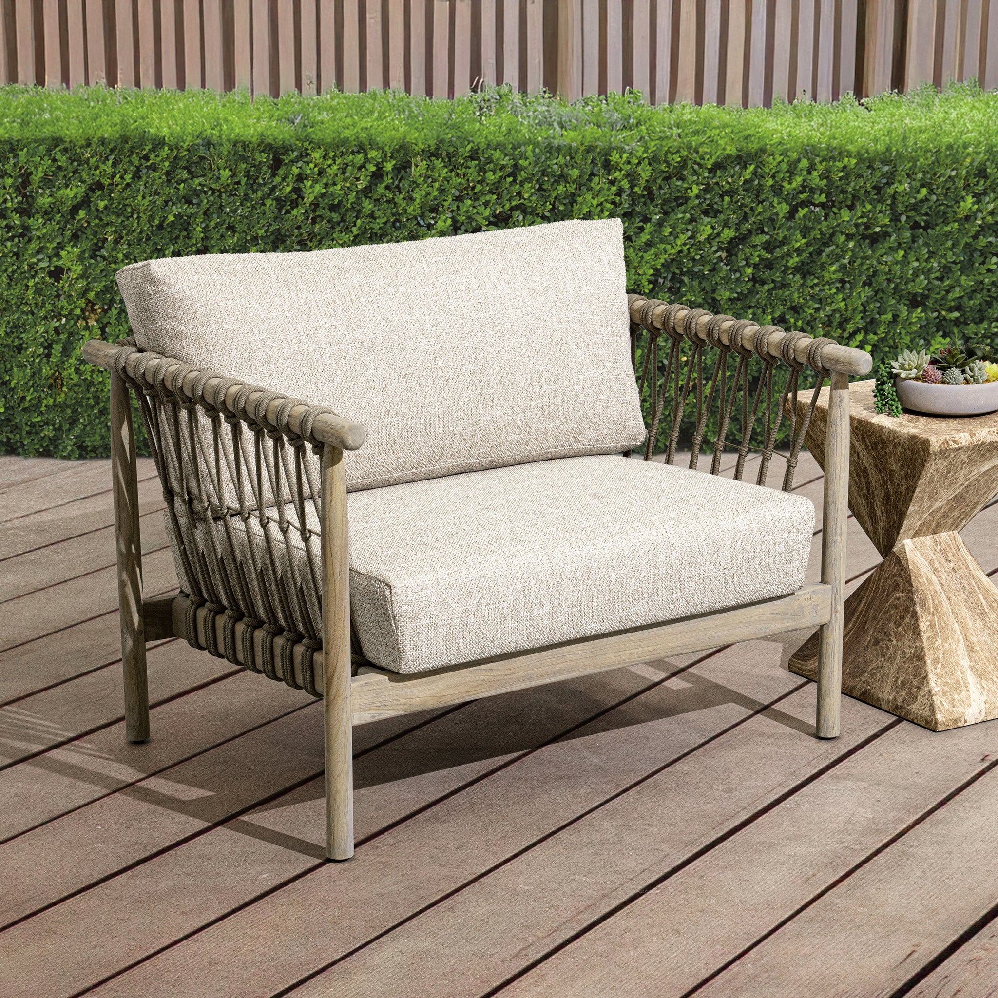 Leo Outdoor Accent Chair - Taupe - Image 4