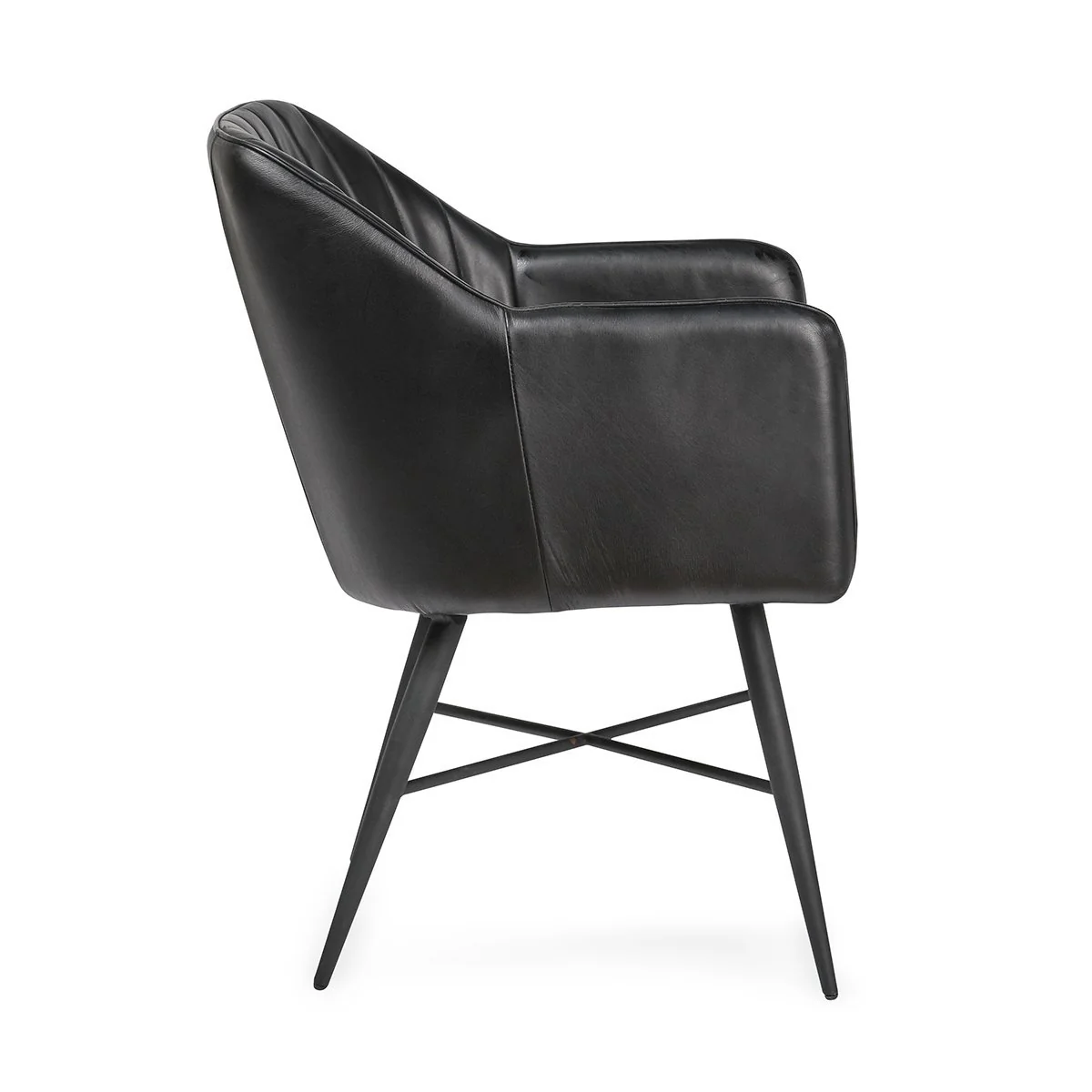 Leon Leather Dining Chair - Midnight Raven - Image 3