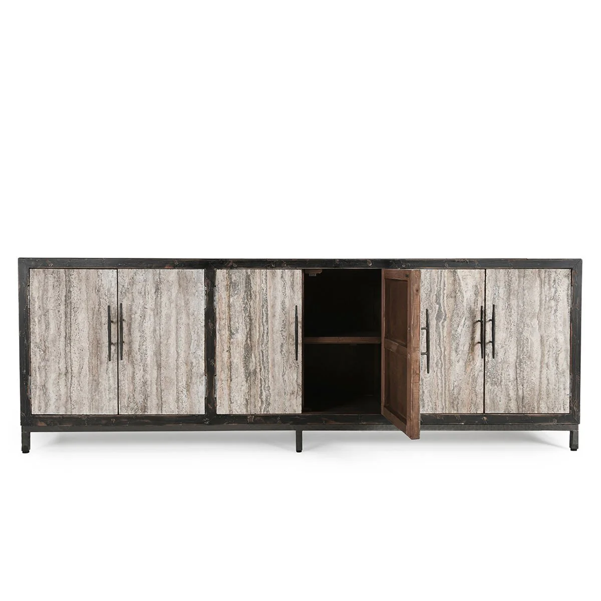 Lisbon 6Dr Cabinet - Weathered Black/Travertine - Image 4