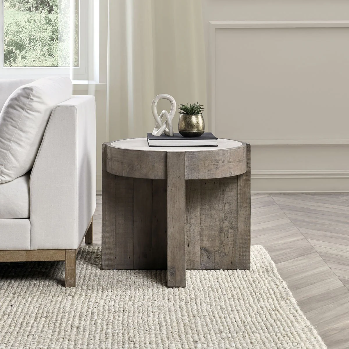 Sonoma End Table - Antique White/Distressed Gray - Image 6