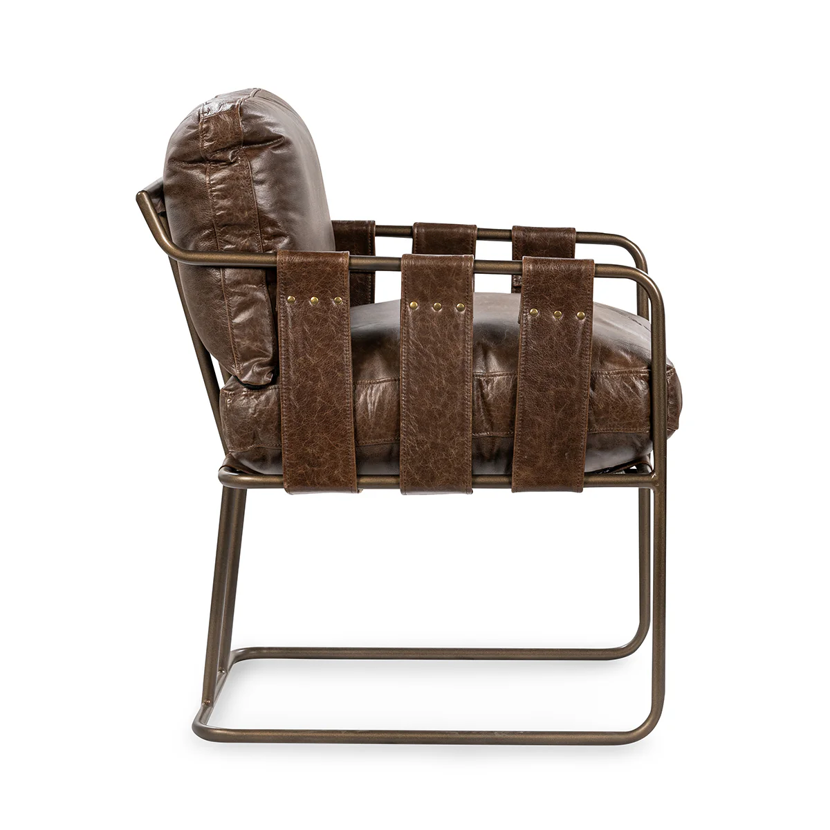 Strapling Leather Dining Chair - Cocoa Brown - Image 3