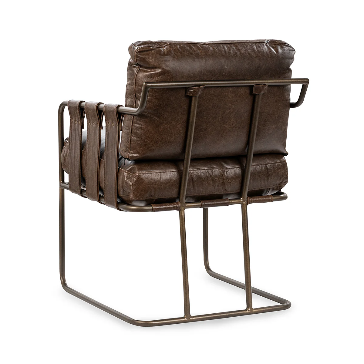 Strapling Leather Dining Chair - Cocoa Brown - Image 4