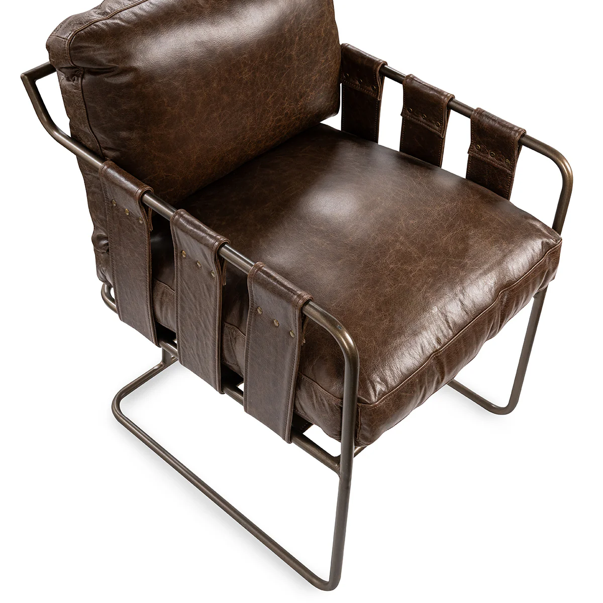 Strapling Leather Dining Chair - Cocoa Brown - Image 5