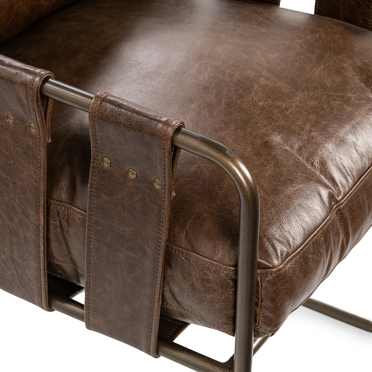Strapling Leather Dining Chair - Cocoa Brown - Image 7