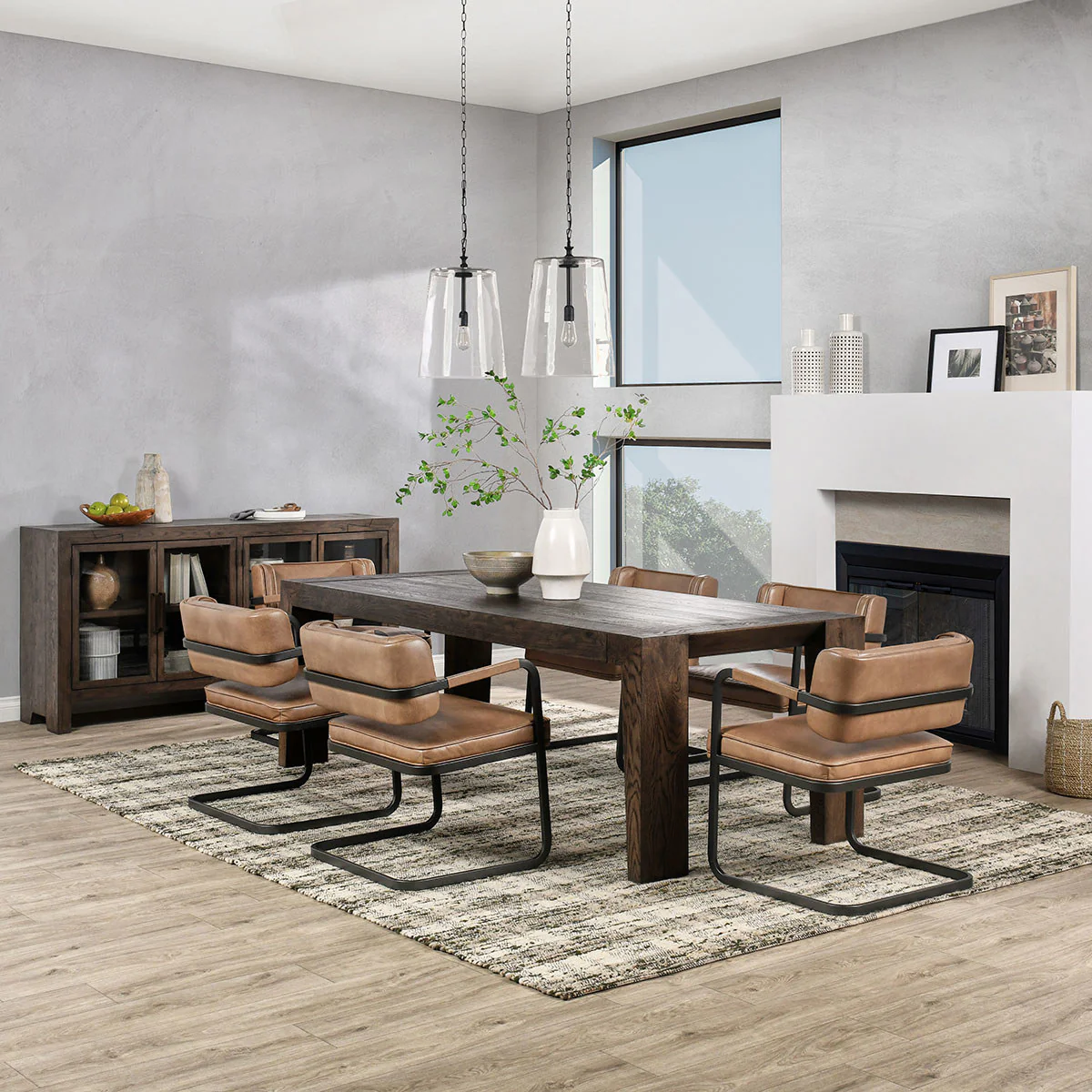 Troy Rectangle Dining Table - Suede Brown - Image 6