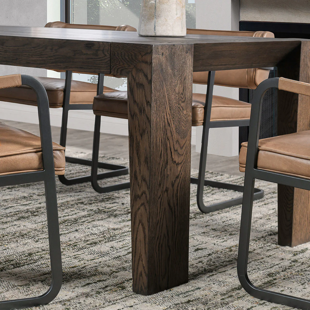 Troy Rectangle Dining Table - Suede Brown - Image 8