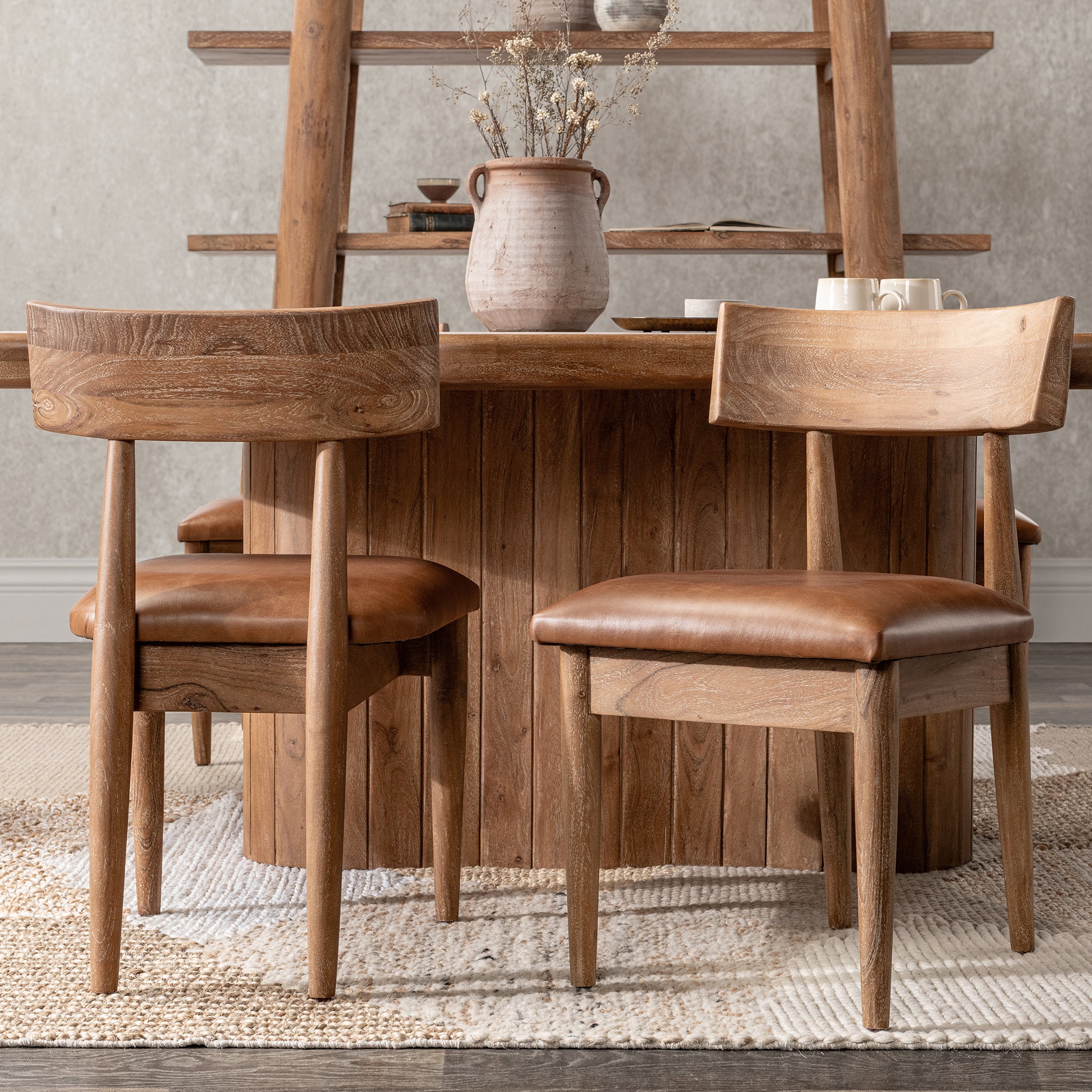 Alvaro Leather Dining Chair Set of 2 - Golden Wheat - Image 8